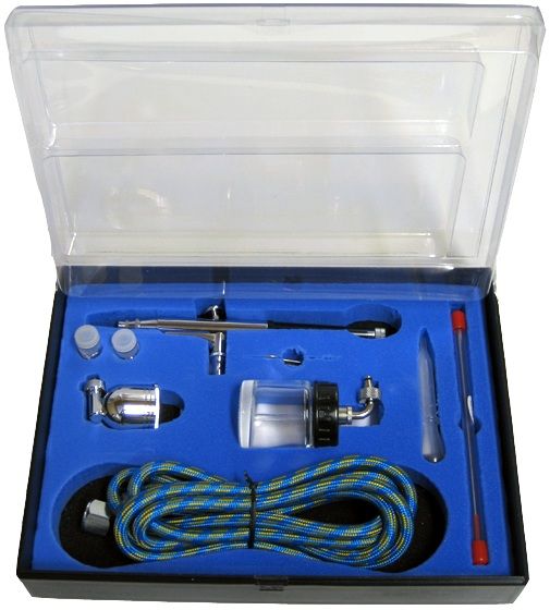 AIRBRUSH SPRITZPISTOLE PISTOLEN SET BD 134K 11 TLG 0,2mm 0,3mm 0,5mm