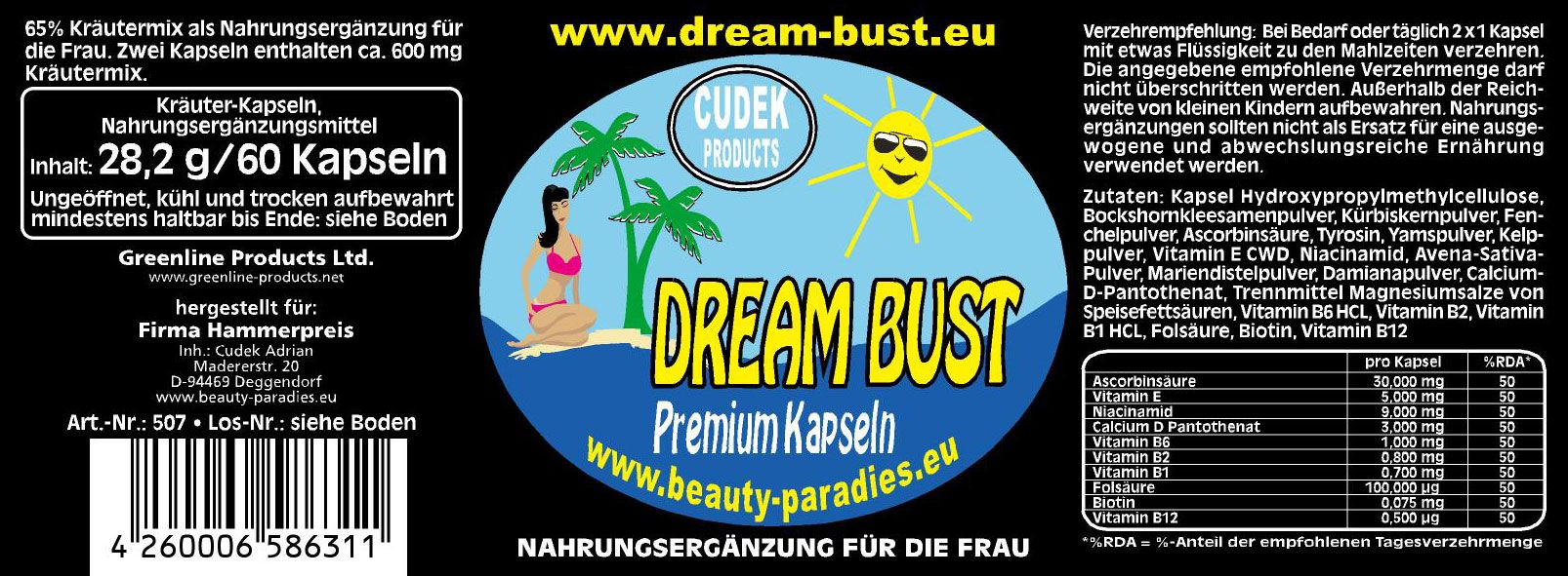 5x DREAM BUST PREMIUM KAPSELN+1x CREME GRATIS~BRUSTVERGRÖßERUNG