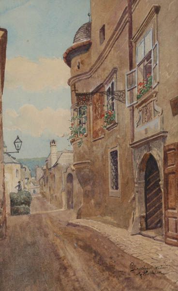 FRANZ HOFFELNER AQUARELL DÜRNSTEIN DUERNSTEIN WACHAU