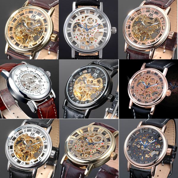 Luxus AK Homme Skelett Mechanische Uhren Herrenuhr Damenuhr Armbanduhr