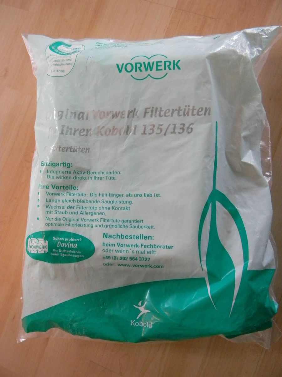 Vorwerk Filtertüten / Staubsaugerbeutel für Kobold 135 / 136