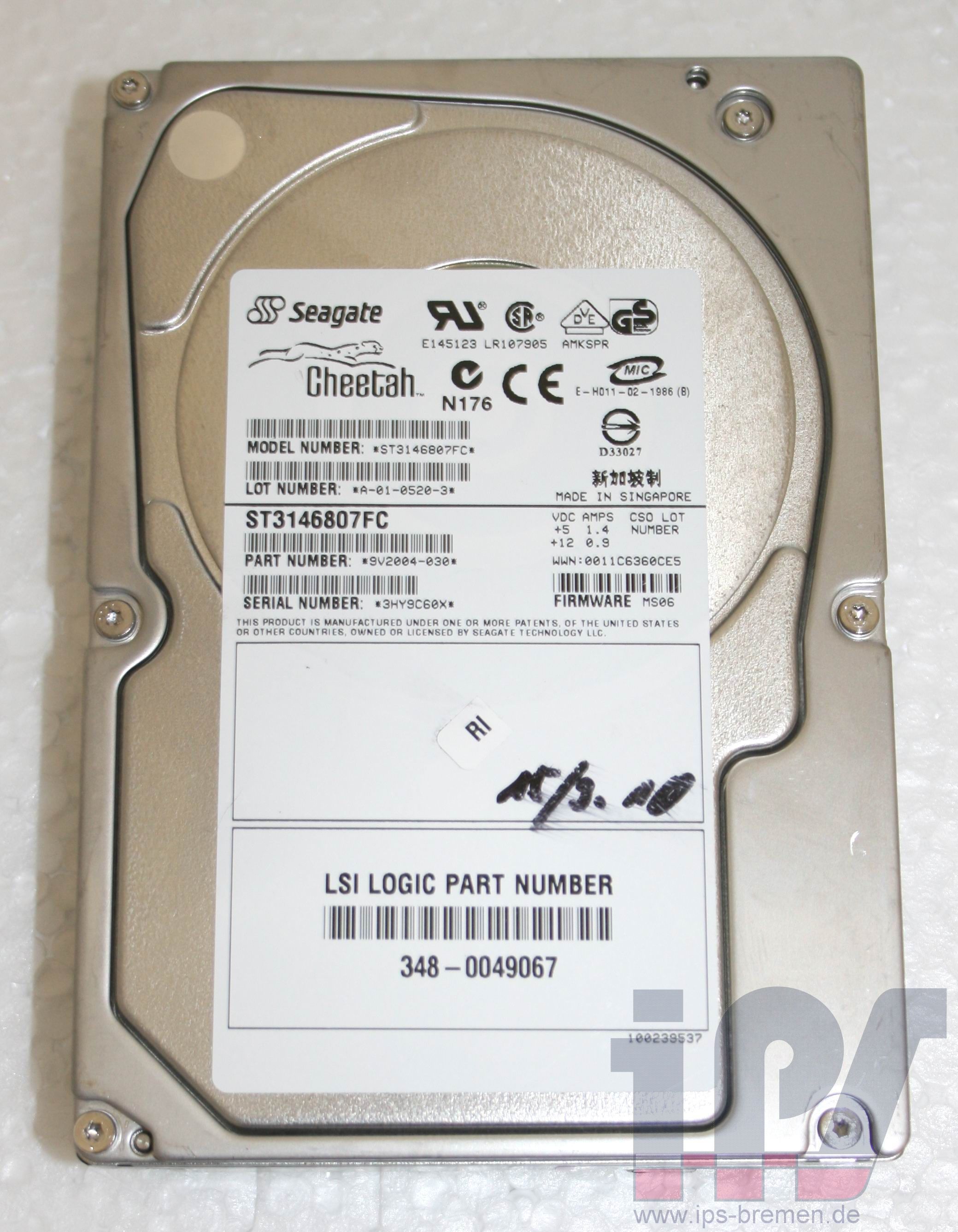 Seagate 146.8GB FCAL 10K UPM Festplatte ST3146807FC