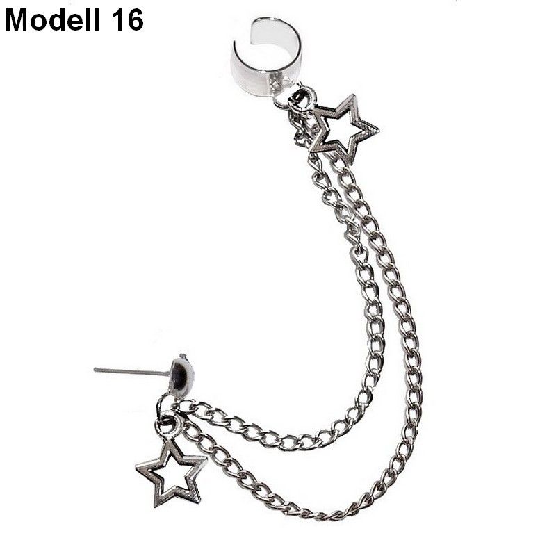 Neu Ohrklemme Ohrclip Ohrstecker Kette Ear Cuff Clip Doppel Ohrring