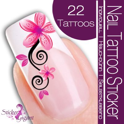 Nail Art Tattoo Sticker Blüte / Ornament   rosa / pink