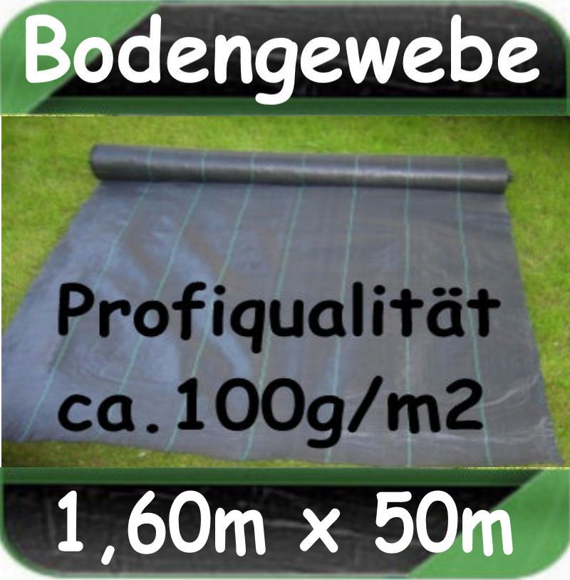 BODENGEWEBE 1,6m x 50m 100g/m² Unkrautschutz Unkrautgewebe