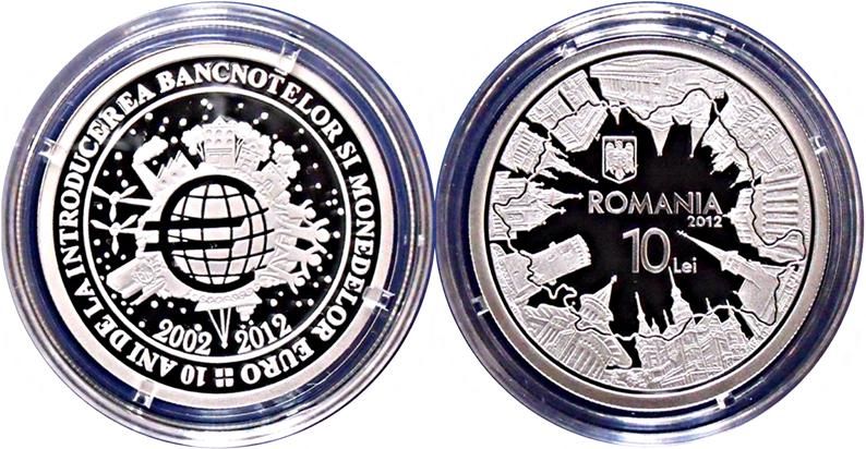 HA170 Rumänien 10 Lei Silber 10 Jahre Einführung des Euro 2012