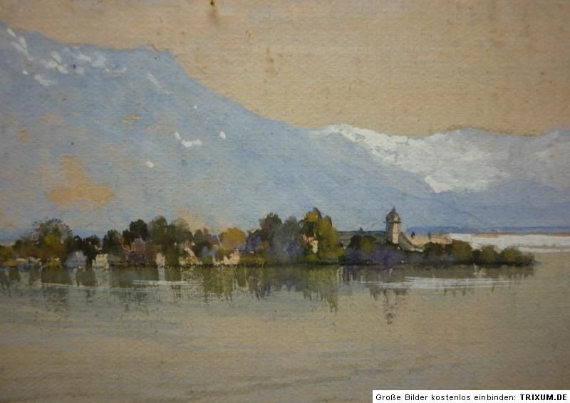 Aquarell Chiemsee Fraueninsel Anf. 20. Jahrh. signiert Seltmann