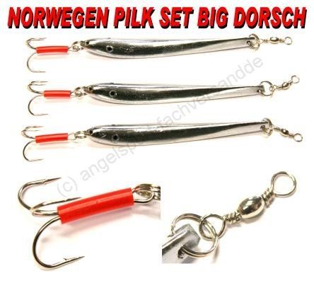 NORWEGEN PILKSET 3 x 400g SILBER DORSCH HEILBUTT PILKER