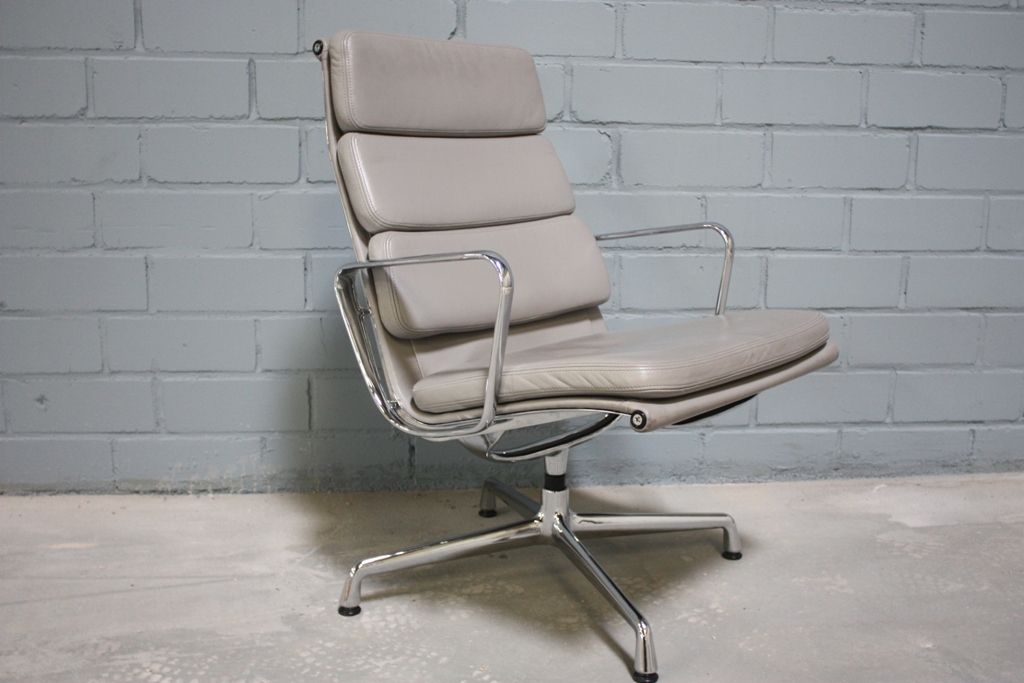 Vitra Charles Eames Alu EA215 EA 215 Softpad Leder Grau