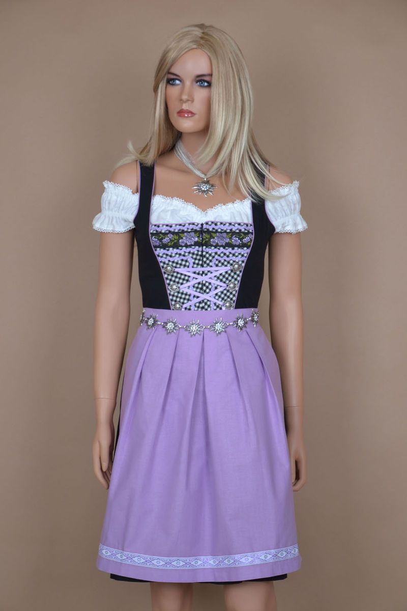 224gt Schwarz&Lila Dirndl Trachtenkleid 3tlg. Größe34,36,38,40,42