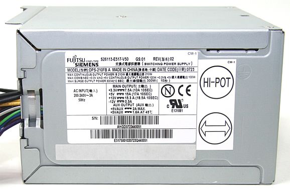 210 Watt Netzteil Fujitsu Siemens SATA S26113 E517 V50 DPS 210FB A