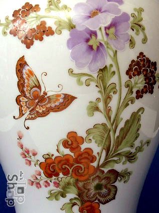 SCHMETTERLING & BLUMEN Motif  Blumenvase Kaiser Porzellan 223