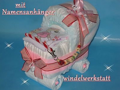 gen + Namensanhänger Windeltorte 237 Baby Geburt Taufe Geschenke