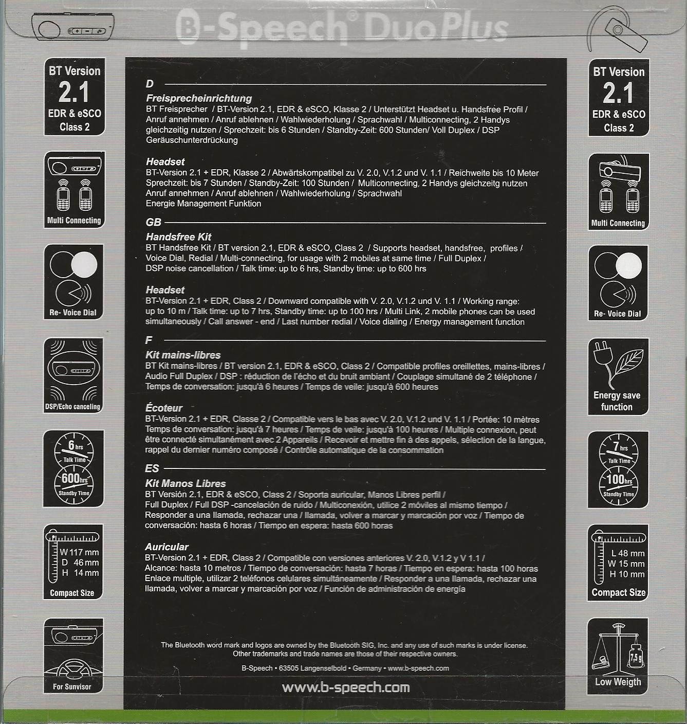 Speech Duo Plus KFZ Bluetooth Freisprecheinrichtung + Headset