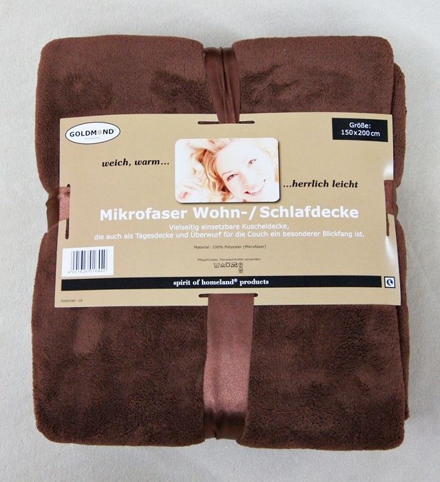 Kuscheldecke DECKE Wohndecke Microfaser braun 150x200