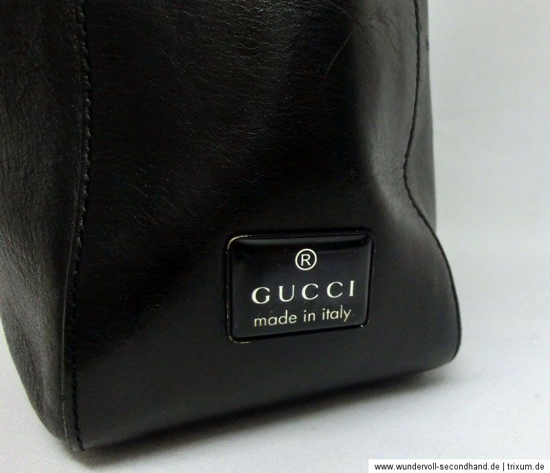 Elegante GUCCI Schultertasche Tasche Handtasche Bag Leder Schwarz