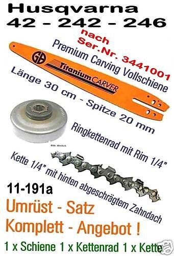 Kettensäge Husqvarna 42 242 246 Kette Schwert Kettenrad 1/4