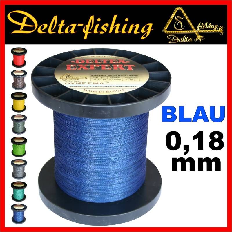 RUND GEFLOCHTENE DYNEEMA ANGELSCHNUR 0,18mm 270m BLAU 0,04EUR/M