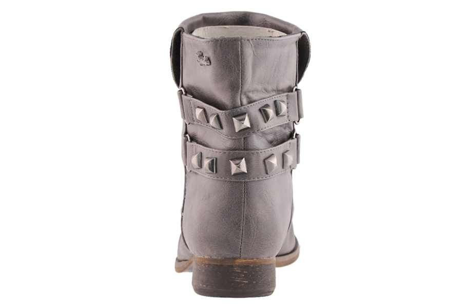 Biker Boot Falten Optik Grau 2,5cm Blockabsatz Ankle Boot Design