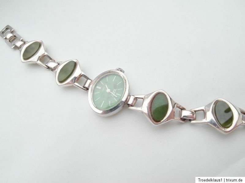 Silber Armband   Uhr,,Marke ORO,,835 Silber gepunzt,Mit JADEIT,,,TOP