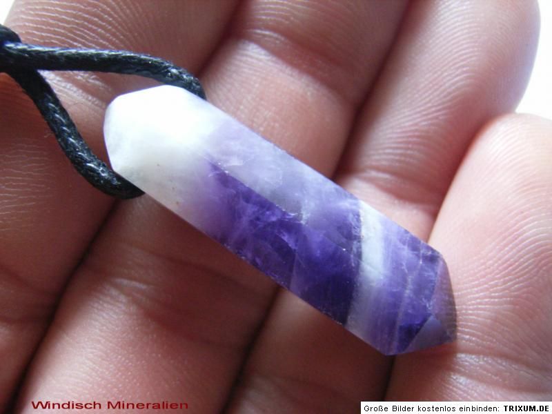 Geschliffene AMETHYST Kristall Spitze, gebohrt, am Band 