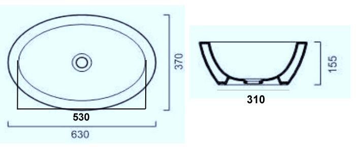 AUFSATZWASCHTISCH OVAL AUFSATZWASCHBECKEN