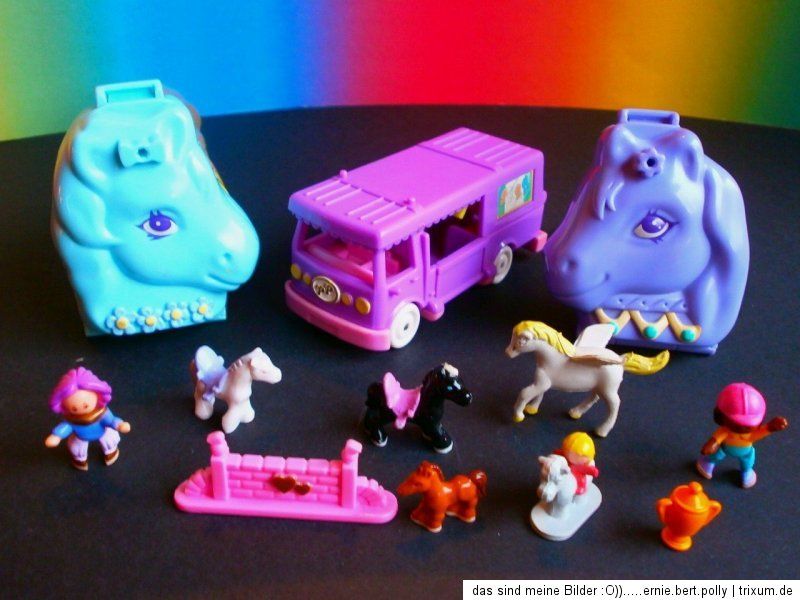 Polly Pocket Mini♥♥Süße Pferde Sammlung♥♥2 Pollys+5 Pferde