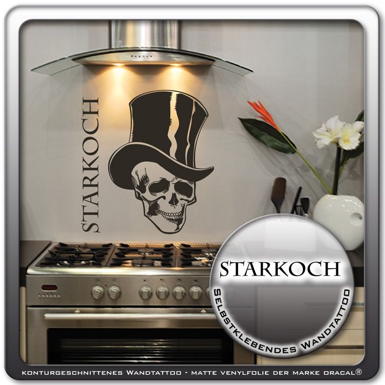 Wandtattoo Sprüche ★ Starkoch ★ Küche Wandsticker Totenkopf