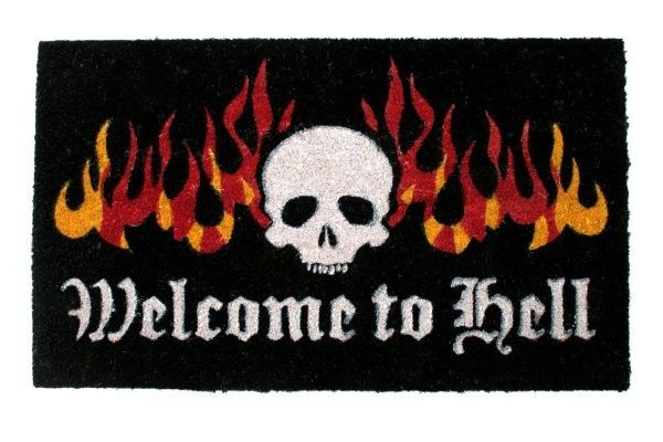 Große Fußmatte WELCOME TO HELL  Hölle Totenkopf Flammen