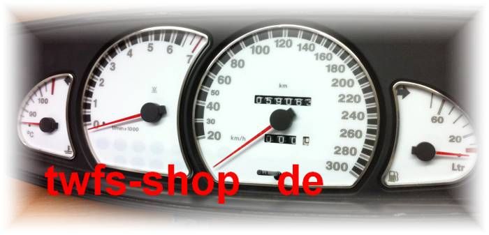 Opel Omega B Chrom Tachoringe Edelstahl poliert 5 Teile + 300km/h