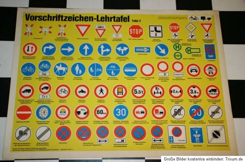 FAHRSCHULE LEHRTAFEL+VORSCHRIFTZEICHEN+VERKEHRSZEICHEN+PLAKAT+OLDTIMER