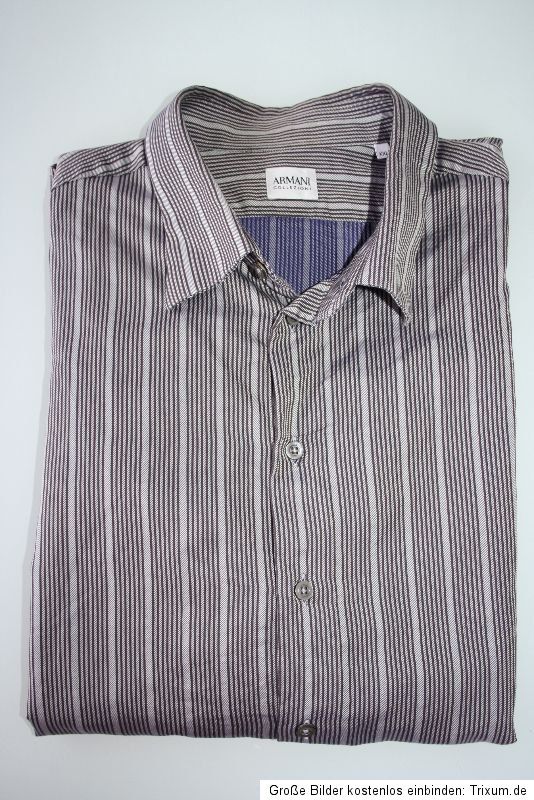 ARMANI Collezioni Hemd Shirt XL/XXL Streifen grau TOP