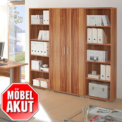 REGALWAND BIZ IN WALNUSS, SCHRANK REGAL BÜRO, NEU