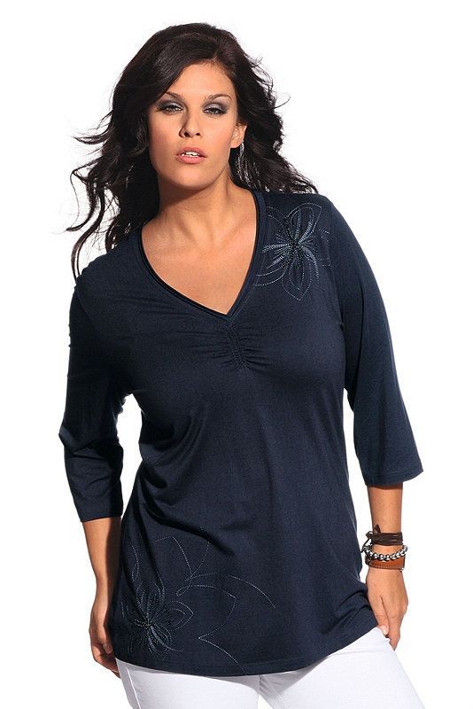 ULLA POPKEN V Shirt rauchblau SALE NEU