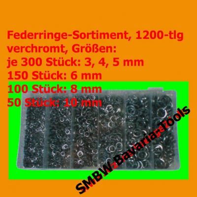 Federringe Sortiment 1200 tlg Federring Beilagringe