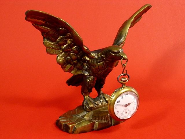 Wunderschöne Taschenuhr Mit Ständer Adler Messing Taschenuhrhalter