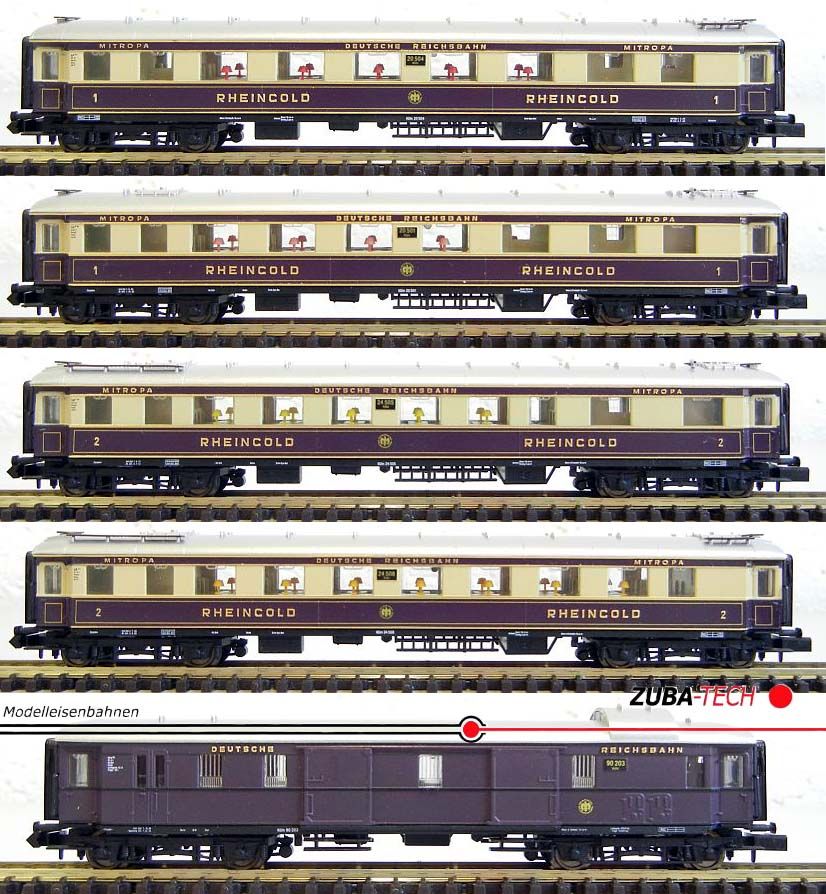 Arnold 5x Rheingold Personenwagen DR Mitropa, Kunststoff N GS / K345