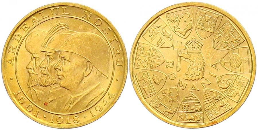 C346 Rumänien 20 Lei 1944 Michael I., 1940 1947 GOLD