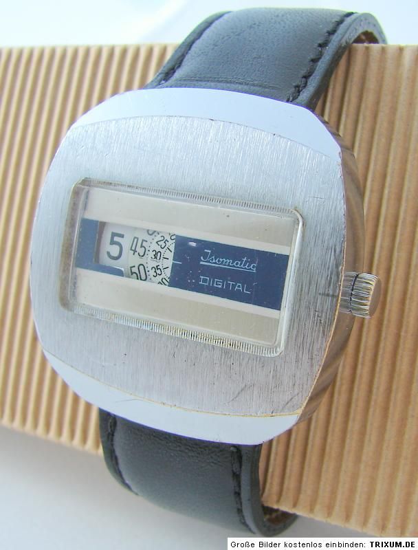 Isomatic rare digital digitaluhr Scheiben Uhr vintage slices jump hour