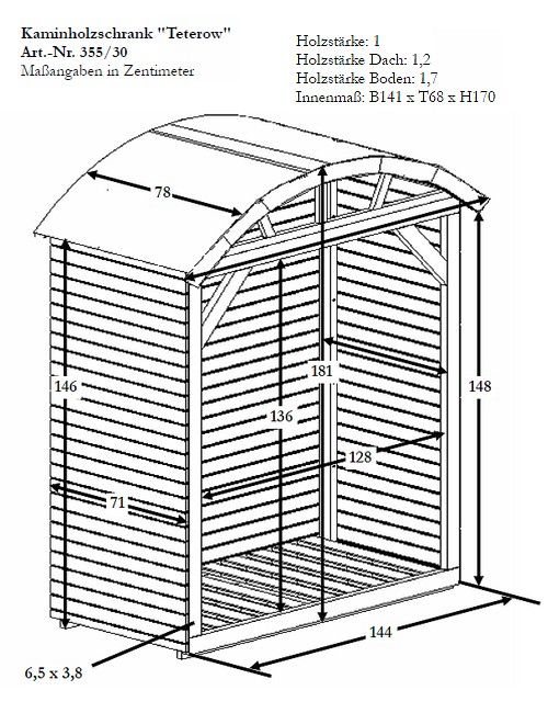 Kaminholzschrank Teterow Kaminholzregal Geräteschrank