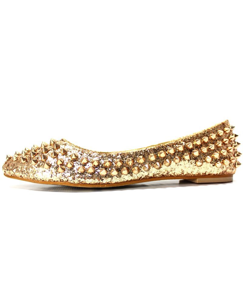 Ballerinas mit Nieten Gold