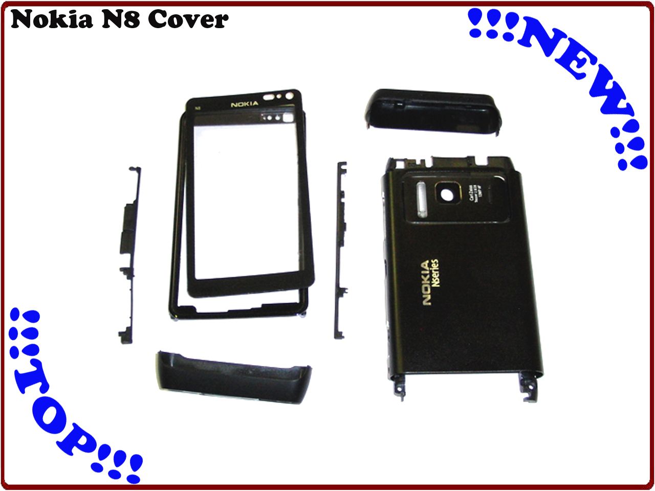 Nokia N8 Cover Komplett Gehäuse 4Tlg. schwarz Oberschale