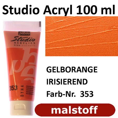 Acrylfarbe 100ml Pebeo Gelborange irisierend Metallfarb