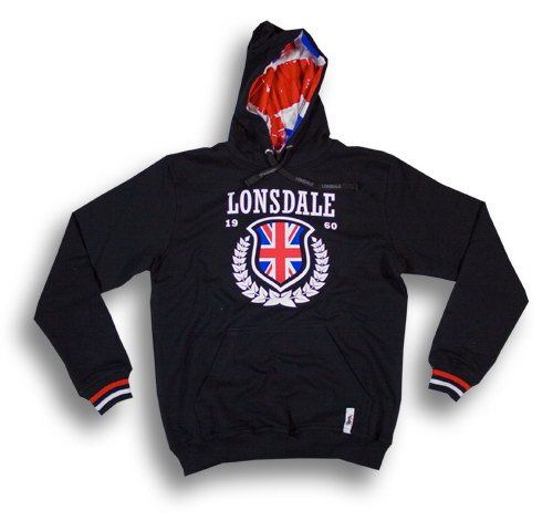 LONSDALE Hooded Sweatshirt History Leaves   Black