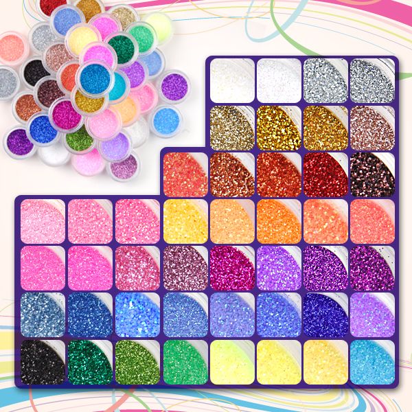 Fräulein38 45 Dosen Farben Nailart GLIMMER PUDER GLITTER PULVER