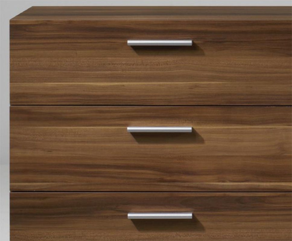 Kommode Pepe, Sideboard, Schrank in Nussbaum Dekor mit 8 Schubladen