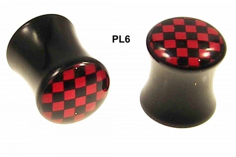 Plug Flesh Tunnel Acryl Schwarz Weiß 2   24 mm Ohrstecker Stopfen