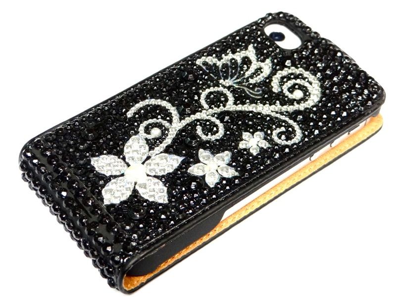 Iphone 4 S STRASS BLING Leder ETUI TASCHE cover hard Case Hülle