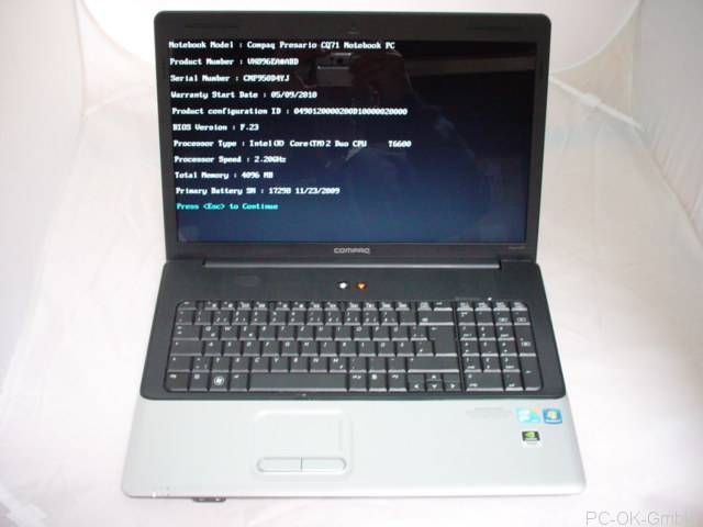 HP Compaq Presario CQ71 411eg Notebook Win 7 T6600 2x 2.20GHz GeForce