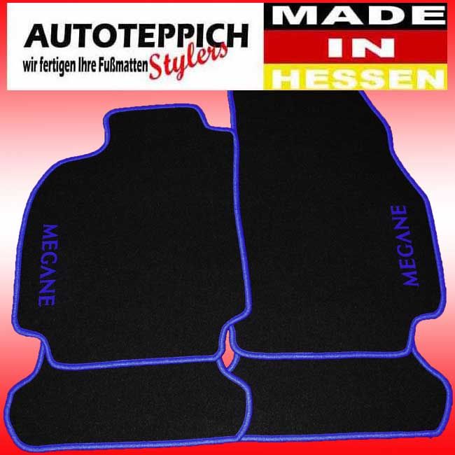 Velours Fussmatten schwarz fuer Renault Megane 2 Cabrio Coupe CC 03 10